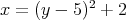 x =  (y - 5)2 + 2  