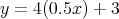 y = 4(0.5x) + 3  